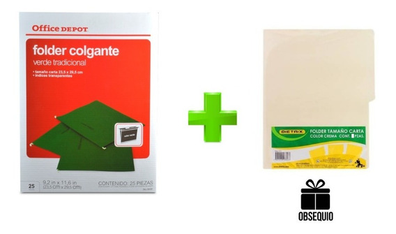 25 Pzas Folder Colgante Tamaño Carta Verde Office +obsequio | MercadoLibre