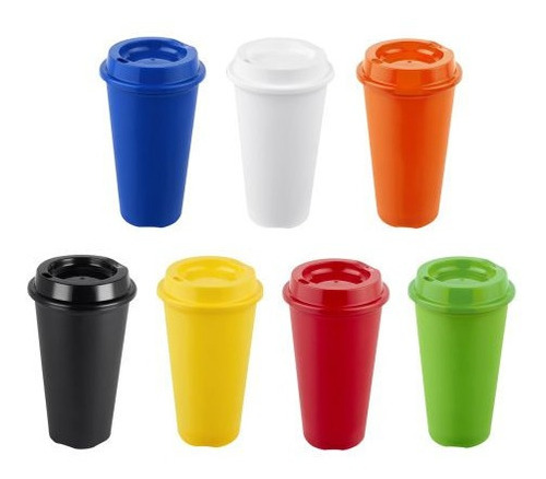 100 Vaso Y Tapa 16 Oz Termo Cafetero Reusable Bebidas 500 Ml