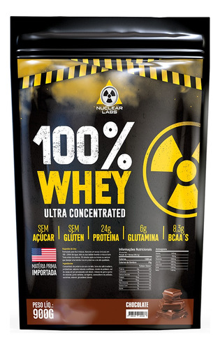 Whey Protein 100% Ultra Concentrado 900g Urgente Hoje Sabor Chocolate