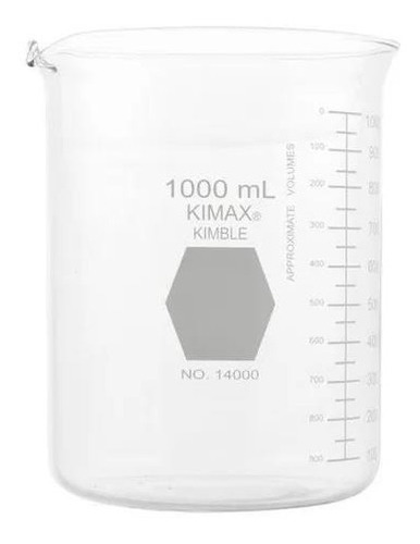 Vaso De Precipitado Graduado De Vidrio 1000ml (1lt) Kimax