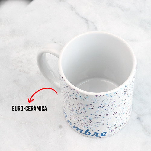 Taza Estrellas Azules Y Moradas Personalizada Con Nombre