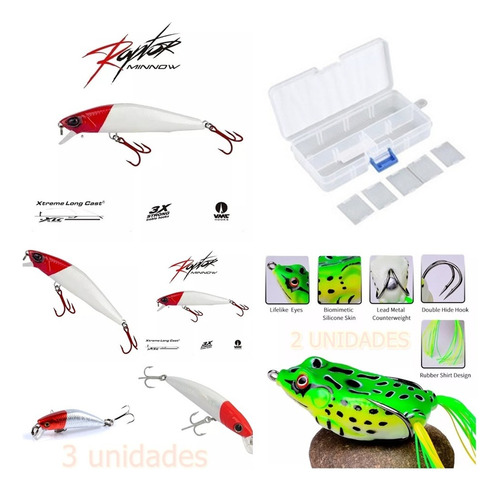 5 Señuelos Big Fish  5 A 7 Cm C/triple +  Regalo Caja Pesca 