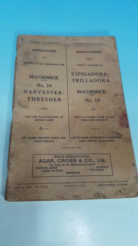 Antiguo Catalogo Original Trilladora Espigadora Mc.cormic 10