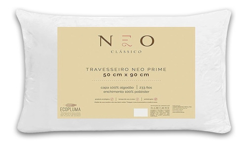 Travesseiro Neo Prime Ecopluma Percal Algodão 233 Fios 50x90