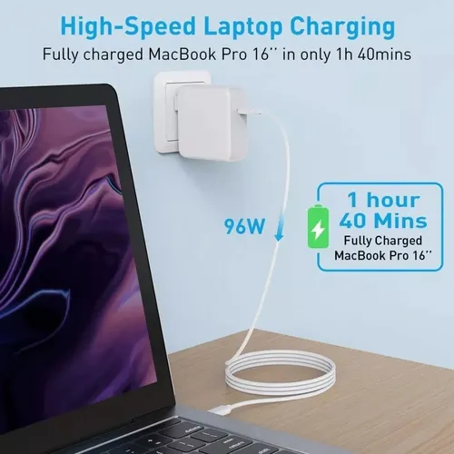 Cargador 96w Para Macbook Pro 13/15/16 Con Cable 2mts Usb C