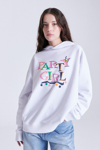 Hoodie Party Girl Cher Mix Off White Mujer De Algodón