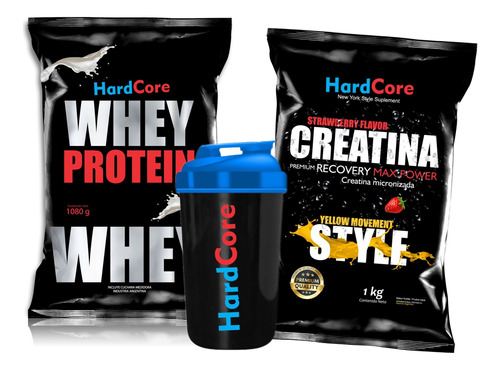 Proteína 1 Kg + Creatina 1 Kg Hardcore + Vaso