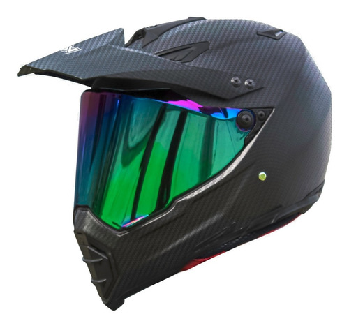 Casco Para Moto Kov Kx1 Carbono Negro Doble Propósito Dot Tamaño del casco XXL