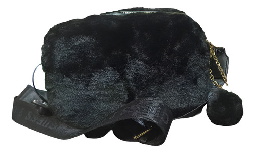 Bolsa Guess Crossbody De Peluche Suave Para Dama. Negro Lisa Níquel Negro