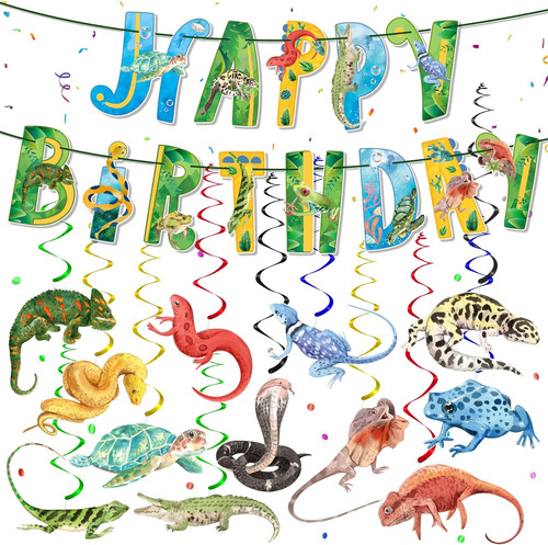 Suministros Para Fiesta De Cumpleaños De Reptiles Pancarta D