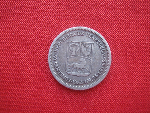 Venezuela 50 Céntimos  1954 Plata