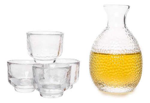 Juego De Sake Japonés De Vidrio Transparente - Botella Tokku