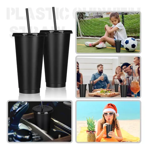 6.016.01vasos Reutilizables De 24 Oz Con Tapa Y Popote, 10 P