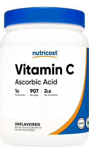 Nutricost Polvo De Ácido Ascórbico Puro Vitamina C
