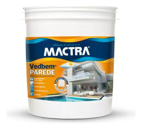 Vedbem Parede Pintura Impermeável Branca 3,6litros - Mactra