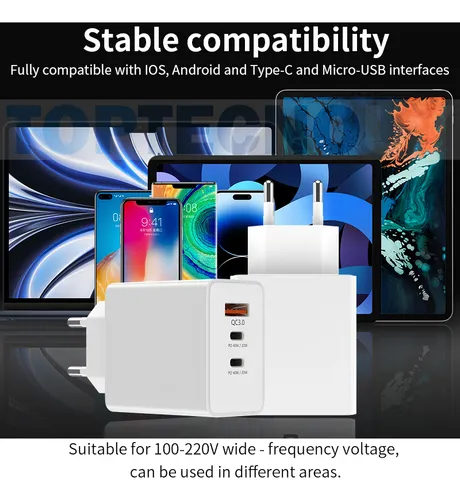 Cargador De Pared Usb Pd Triple 2 Usb Tipo C 20w Carga Rapid
