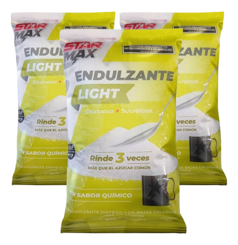  Endulzante Light Dextrosa + Sucralosa Star Max X 400 Gr X3