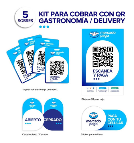 Kit Oficial De Gastronomia X5 Para Código Qr De Mercado Pago