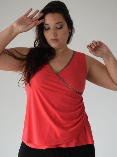 Imagen 3 de 5 de Remera Blusa Fiesta Musculosa Seda Talles Grandes Especiales