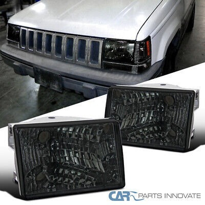 Fit 93-98 Jeep Grand Cherokee Smoke Headlights Head Lamp Ttx