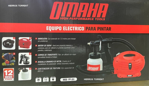 Imagen 9 de 10 de Maquina Pistola Para Pintar Omaha 650w Pico Bronce Pp-201