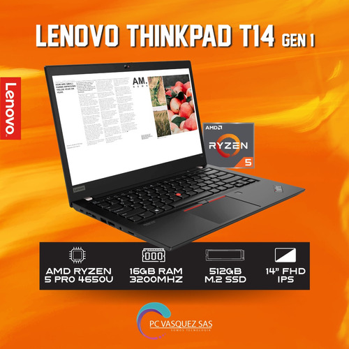 Portátil Lenovo Thinkpad T14 Ryzen 5 Pro