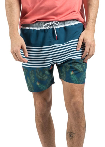 Short De Baño Hombre Oxford Polo Club Hawaii Azul Pre