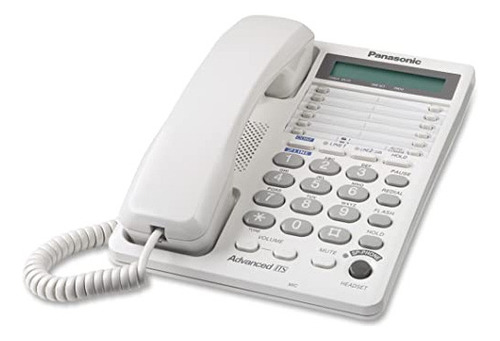 Teléfono Integrado Panasonic KX-TS208W Sistema de 2 Líneas Color Blanco