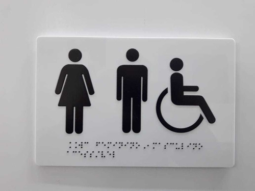 Imagem 1 de 2 de Placa Porta De Banheiro Acessível Unissex Em Braille