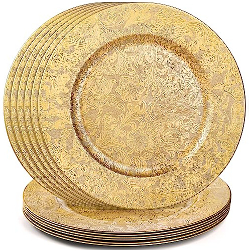 Plato Cargador Dorado 13puLG Para Platos De Cena - Decoracin