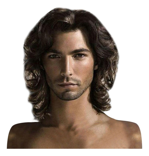 Peluca Para Hombre, Pelo Fresco, Corto, Natural, Color Choco