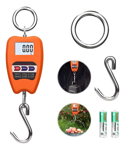 Lcd Báscula Industrial Digital Colgante 200kg, Kg /lb/ N Naranja Oscuro