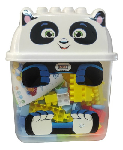 Bloques De Construcción 140 Piezas +caja Transporte Panda