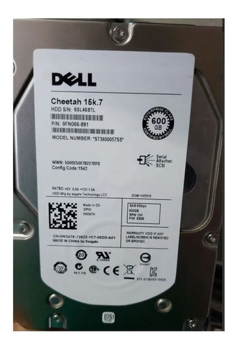 Disco Dell 600gb 15k Rpm Sas 6gbps Ultra Rapido Para Server