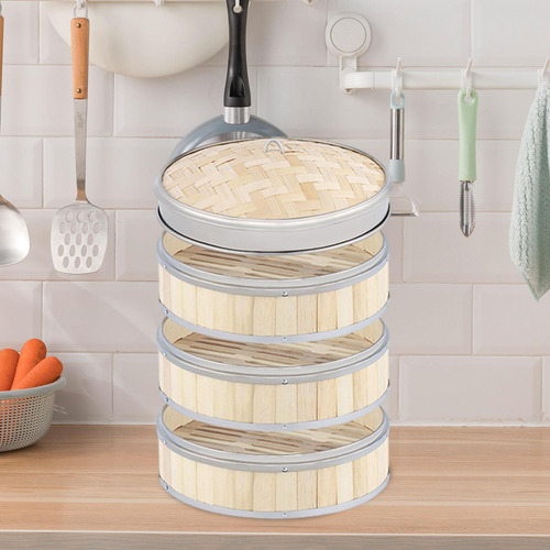 Cesta De Bambú Para Cocinar Al , Vaporera Para 24 Cm
