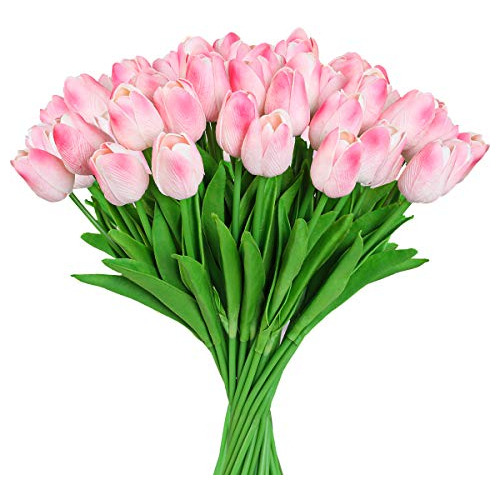 Hawesome 30pcs Tulipanes De Látex Artificiales Flores Tallos