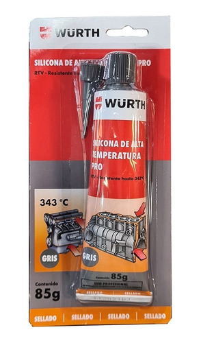 Silicona Neutra Gris Alta Temperatura 85g Wurth