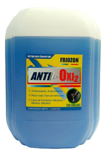 Refrigerante Azul Radiador Friozon Antioxi2 - Garrafa X 5 Gl