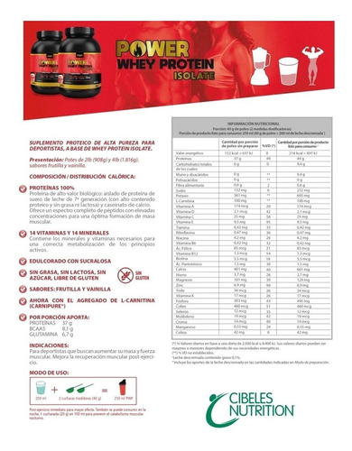 Imagen 2 de 2 de Suplemento en polvo Cibeles PWP Whey Protein Isolate proteína sabor vainilla en pote de 908g