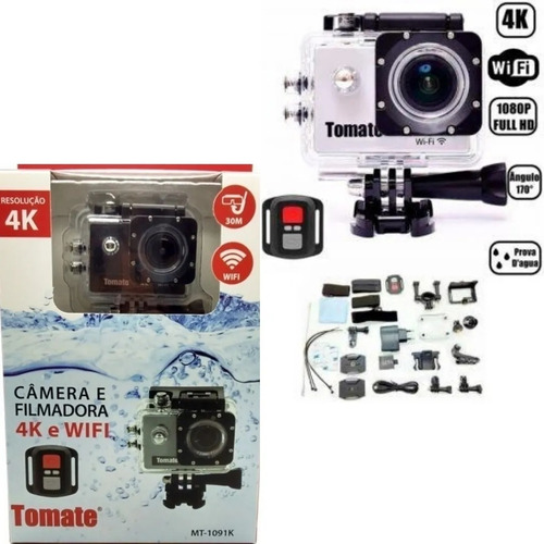 Câmera Filmadora Sport Wifi 4k Com Controle Tomate Mt-1091k