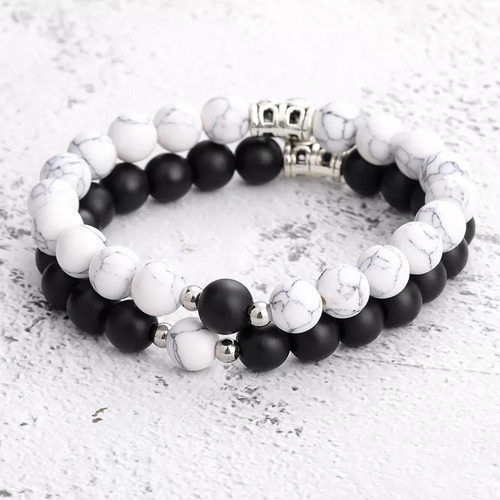Imagen 4 de 10 de Pulseras De Pareja Piedra Natural Imán Regalo San Valentín