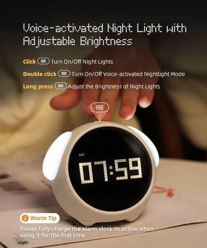 Reloj despertador de mesa inteligente para mesita de noche, 4 niveles de  brillo y 2 ajustes de alarma, reloj despertador digital para dormir para