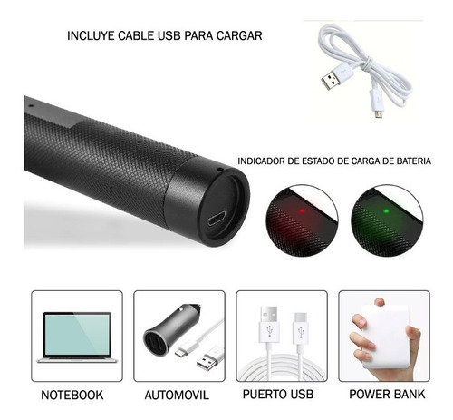 Imagen 5 de 10 de Puntero Laser Potente Verde Bateria Cargador Foco Ajustable