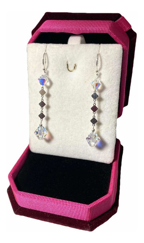 Joyas Plata 925 Aros Xilion Cristal Swarovski