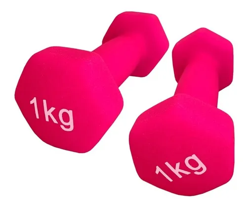 2 Mancuerna 1 Kg Pesa Hexagonal Engomada Recubierta Neopreno