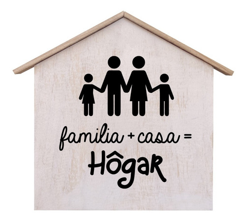 Imagen 1 de 2 de Casita Decorativa De Madera Vintage Familia + Casa = Hogar