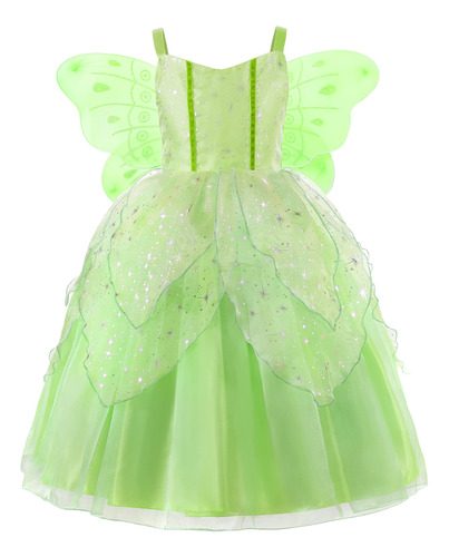 Ohlover Vestido De Fantasía Verde Tinker Bell Para Niñas .