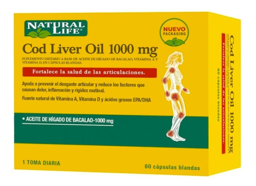 Aceite De Hígado De Bacalao Cod Liver Oil 60cap Natural Life