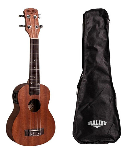 Ukulele Elétrico Soprano Malibu 21se Natural Fosco Com Bag