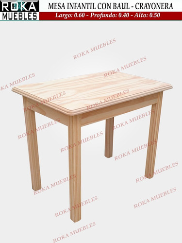 Imagen 3 de 5 de Juego Infantil Mesa Baul + 2 Sillitas De Niño Pino Roka